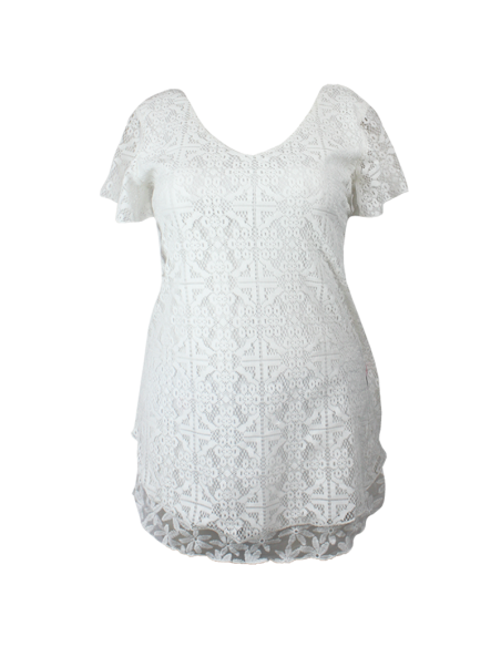 blusa talla grande gordita blanca encaje manga corta formal blanca Colombia XL R048 1.png