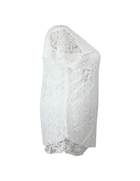 blusa talla grande gordita blanca encaje manga corta formal blanca Colombia XL R048 3.png