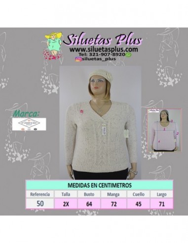 saco jaspeado talla grande gordita 2X beige cuello cerrado Colombia R050 0.jpg