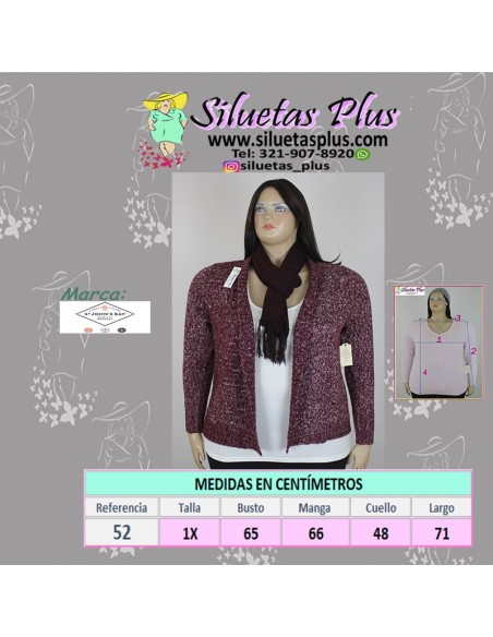 saco jaspeado talla grande gordita 1X vinotinto abierto Colombia R052 0.jpg