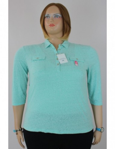 blusa tipo polo talla grande gordita lee verde manga tres cuartos Colombia 2XL R077 1.JPG