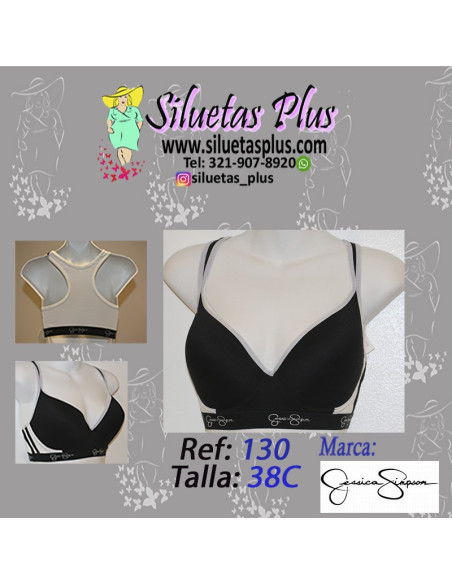 Brassier-talla-grande-38C-deportivo-negro-Jessica-Simpson-R0130