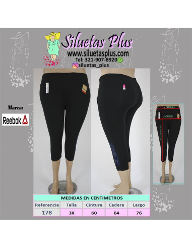 Licra-talla-grande-3XL-deportivo-capri-negro-Reebok-R0178