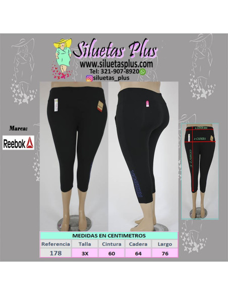 Licra-talla-grande-3XL-deportivo-capri-negro-Reebok-R0178