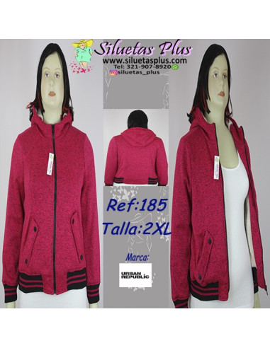 Chaqueta-talla-grande-2XL-fucsia-con-capota-ovejera-R0185