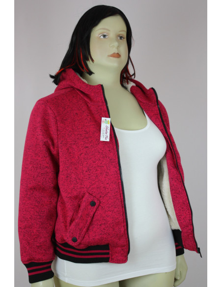 Chaqueta-talla-grande-2XL-fucsia-con-capota-ovejera-R0185
