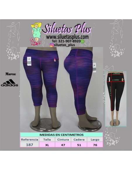 Licra-talla-grande-XL-deportivo-morado-capri-adidas-R0187