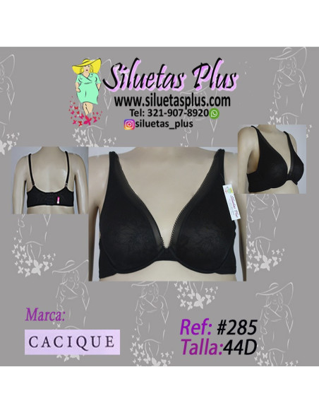 Brassier-talla-grande-44D-busto-pesado-sexi-negro-escote-profundo-R0285