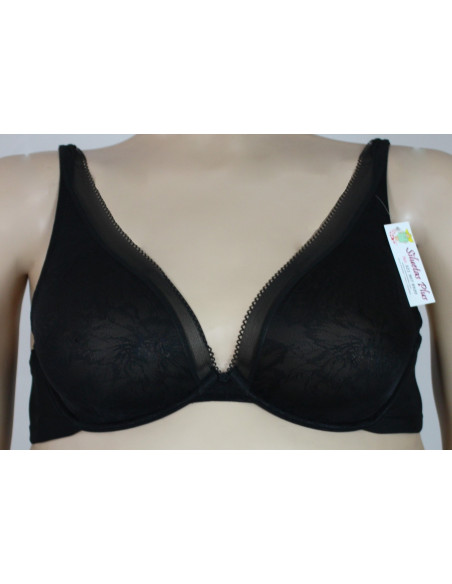 Brassier-talla-grande-44D-busto-pesado-sexi-negro-escote-profundo-R0285