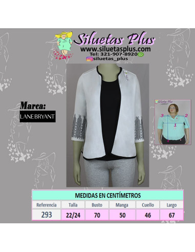 Saco-talla-grande-22/24-jersey-blanco-LaneBryant-R0293