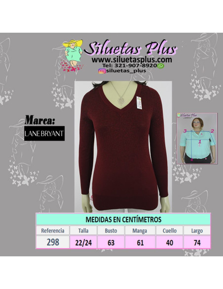 Saco-talla-grande-22/24-vinotinto-cerrado-cuello-V-LaneBryant-R0298