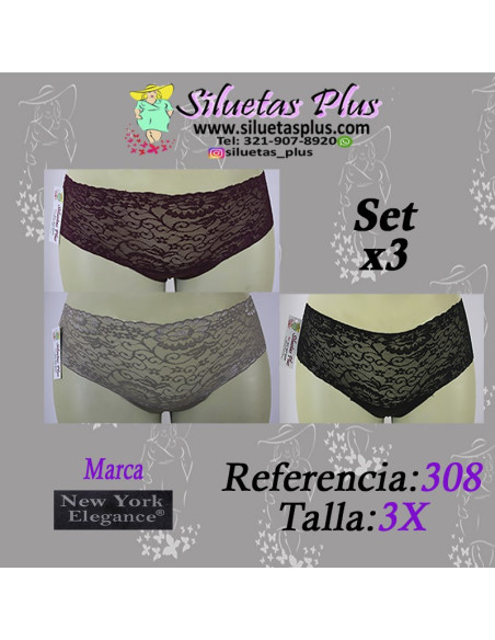 Set-de-panties-talla-grande-3XL-cachetero-delicado-encaje-tres-colores-R0308