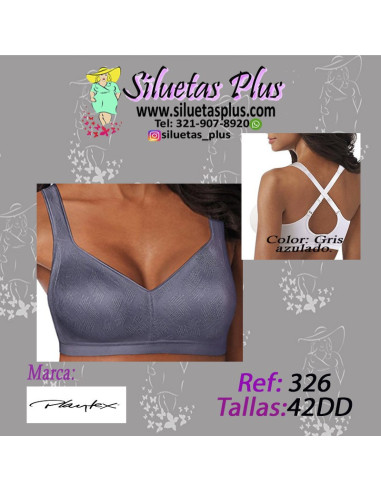 Brassier-talla-grande-42DD-busto-pesado-sin-copa-Playtex-R0326