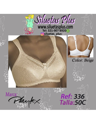 Brassier-talla-grande-50C-busto-pesado-máxima-comodidad-beige-Playtex-R0336
