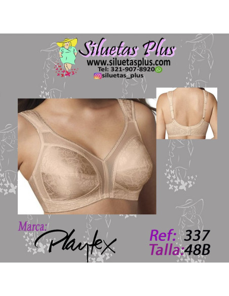 Brassier-talla-grande-48B-busto-pesado-máxima-comodidad-beige-Playtex-R337