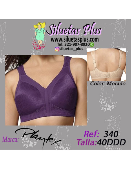 Brassier-talla-grande-40DDD-busto-pesado-morado-copa-completa-Playtex-R0340