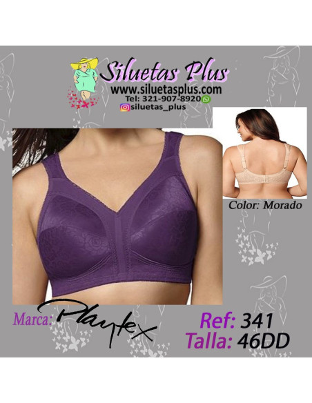 Brassier-talla-grande-46DD-busto-pesado-morado-copa-completa-Playtex-R0341
