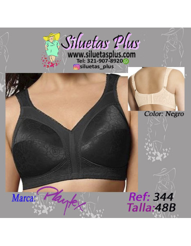 Brassier-talla-grande-48B-busto-pesado-negro-copa-completa-Playtex-R0344