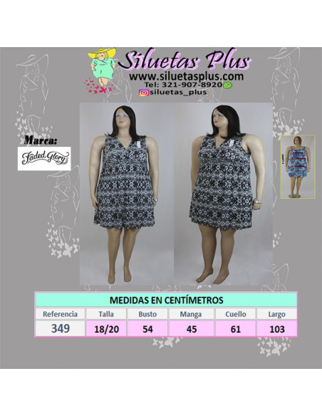 Vestido-talla-grande-2XL-casual-manga-cisa-estampado-negro-R0349