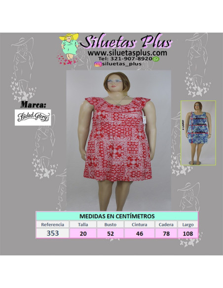 Vestido-talla-grande-XL-rojo-estampado-vaporoso-con-peto-manga-cisa-R0353