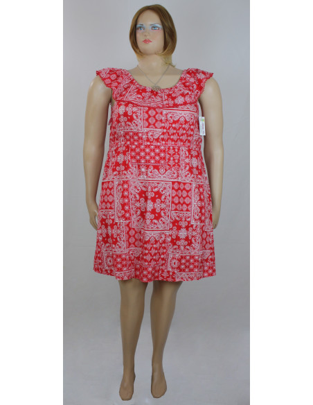 Vestido-talla-grande-XL-rojo-estampado-vaporoso-con-peto-manga-cisa-R0353