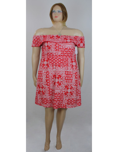 Vestido-talla-grande-XL-rojo-estampado-vaporoso-con-peto-manga-cisa-R0353