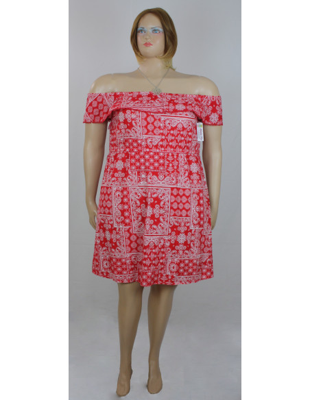 Vestido-talla-grande-XL-rojo-estampado-vaporoso-con-peto-manga-cisa-R0353