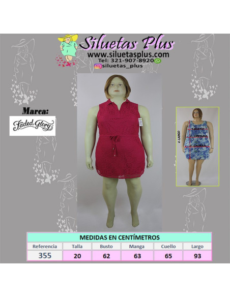 Vestido-talla-grande-2XL-encaje-a-la-rodilla-rojo-manga-cisa-R0355
