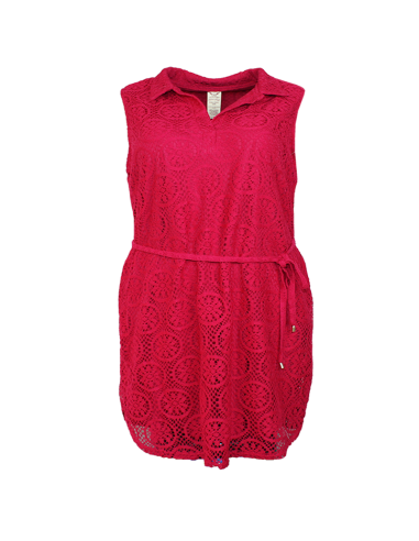 Vestido-talla-grande-2XL-encaje-a-la-rodilla-rojo-manga-cisa-R0355