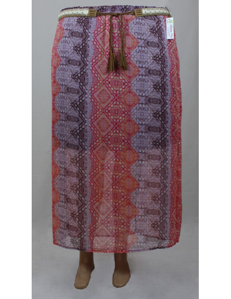 Falda-talla-grande-3XL-tonos-rojos-con-correa-de-fleco-R0361