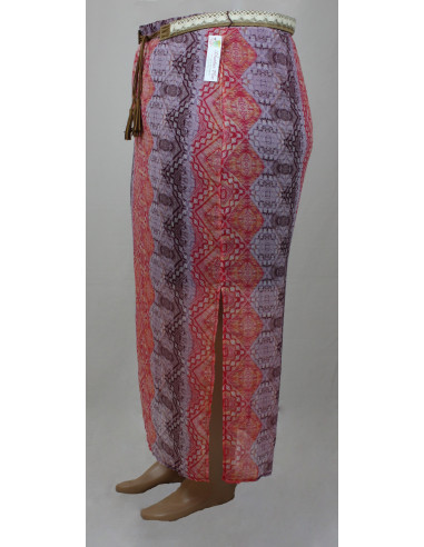 Falda-talla-grande-3XL-tonos-rojos-con-correa-de-fleco-R0361