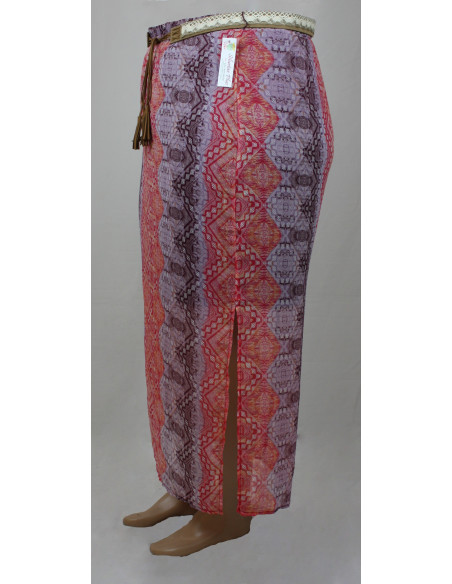 Falda-talla-grande-3XL-tonos-rojos-con-correa-de-fleco-R0361