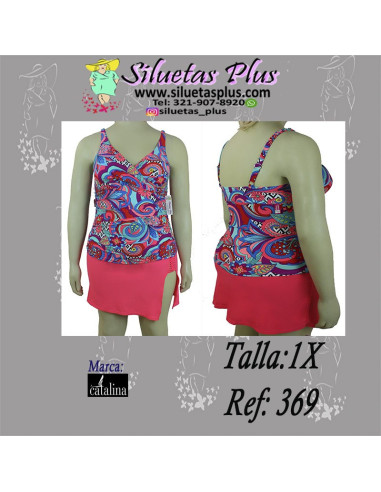 Vestido-de-baño-talla-grande-XL-dos-piezas-con-falda-Catalina-R0369