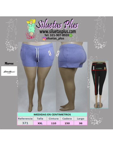 Short-talla-grande-2XL-azul-cintura-ajustable-para-mujer-gordita-R0371