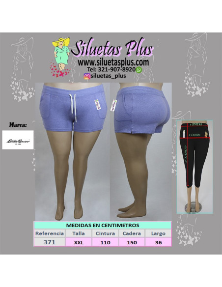 Short-talla-grande-2XL-azul-cintura-ajustable-para-mujer-gordita-R0371