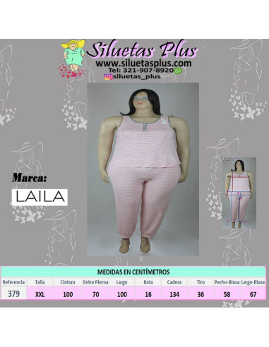 Pijama-talla-grande-2XL-pantalón-y-blusa-manga-cisa-rosada-R0379