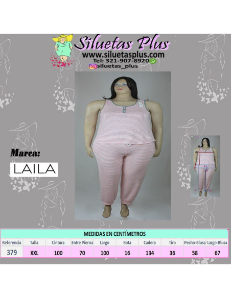 Pijama-talla-grande-2XL-pantalón-y-blusa-manga-cisa-rosada-R0379