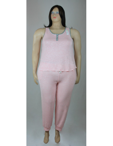Pijama-talla-grande-2XL-pantalón-y-blusa-manga-cisa-rosada-R0379