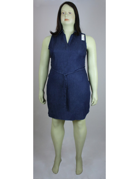 Vestido-talla-grande-XL-en-jean-manga-cisa-cuello-V-con-cordon-ajustable-R0385