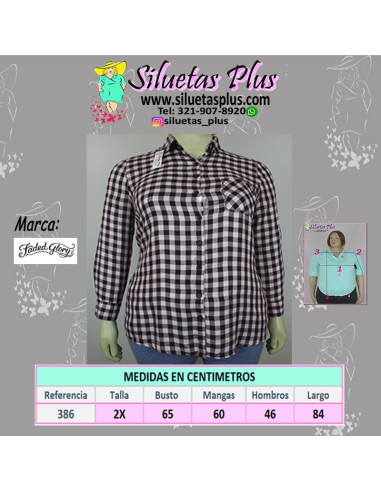Camisa-leñadora-talla-grande-2XL-a-cuadros-para-mujer-R0386
