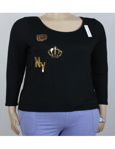 Blusa-talla-grande-4XL-manga-larga-negra-mujer-con-detalle-en-lentejuelas-R0408