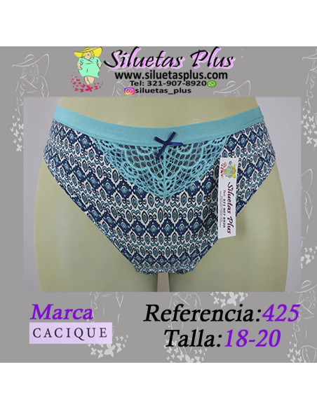 Panty-talla-grande-2XL-clásico-verde-con-malla-CACIQUE-R0425
