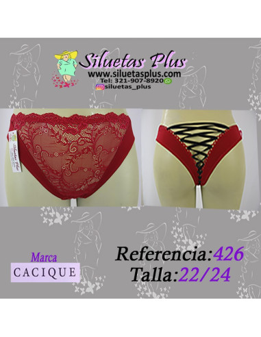 Panty-talla-grande-3XL-sexi-rojo-con-detalle-de-cordón-en-la-nalga-y-encaje-CACIQUE-R0426
