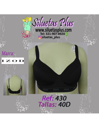 Brassier-talla-grande-40D-busto-pesado-camisetero-negro--IZOD-R0430