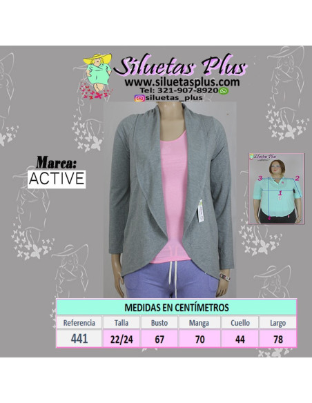 Blazer-talla-grande-3XL-gris-algodón-para-mujer-gordita-R0441