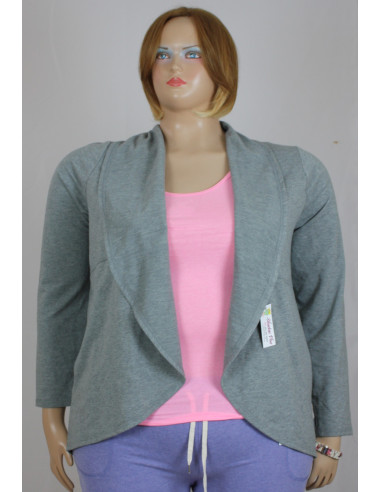 Blazer-talla-grande-3XL-gris-algodón-para-mujer-gordita-R0441