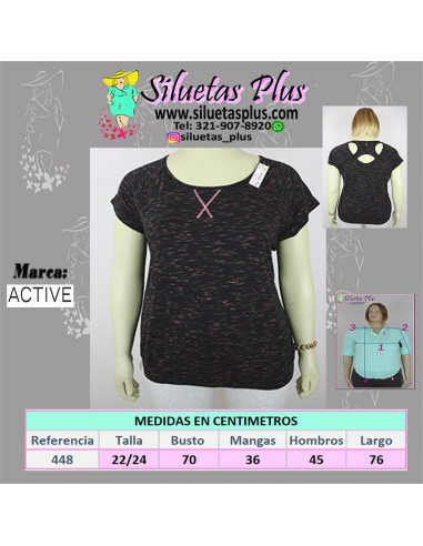 Blusa-talla-grande-3XL-negra-jaspeada-cuello-redondo-ACTIVE-R0448