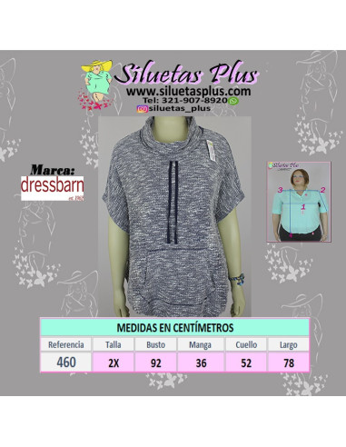 Saco-talla-grande-2XL-gris-jaspeado-con-blanco-manga-corta-para-mujer-gordita-marca-DRESSBARN-R0460