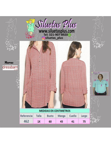 Blusa-talla-grande-XL-anaranjada-estampada-para-mujer-gordita-DRESSBARN-R0462