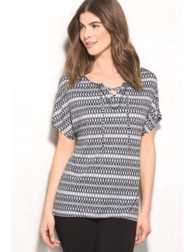 Blusa-talla-grande-2XL-estampada-manga-corta-para-mujer-gordita-marca-DRESSBARN-R0469